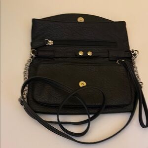 Nine West Black Crossbody Bag/Wristlet with Gold Accents